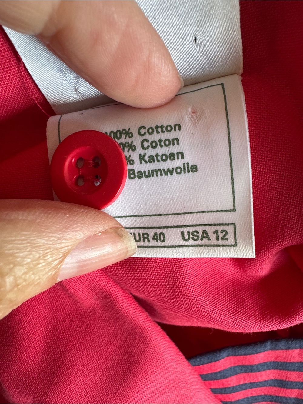 Vintage Laura Ashley coral cotton Midi Sailor Dress with Navy Trim - Picture 13 of 13